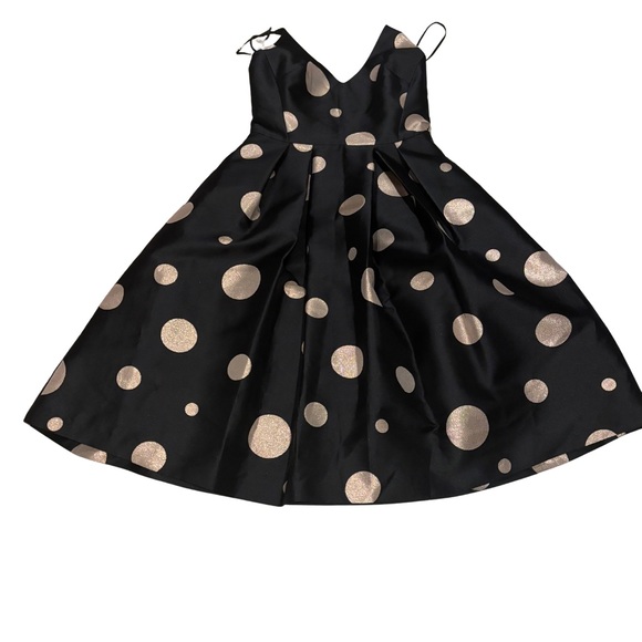 1901 Elegant Black and Gold Polka Dot Dress - Picture 5 of 7